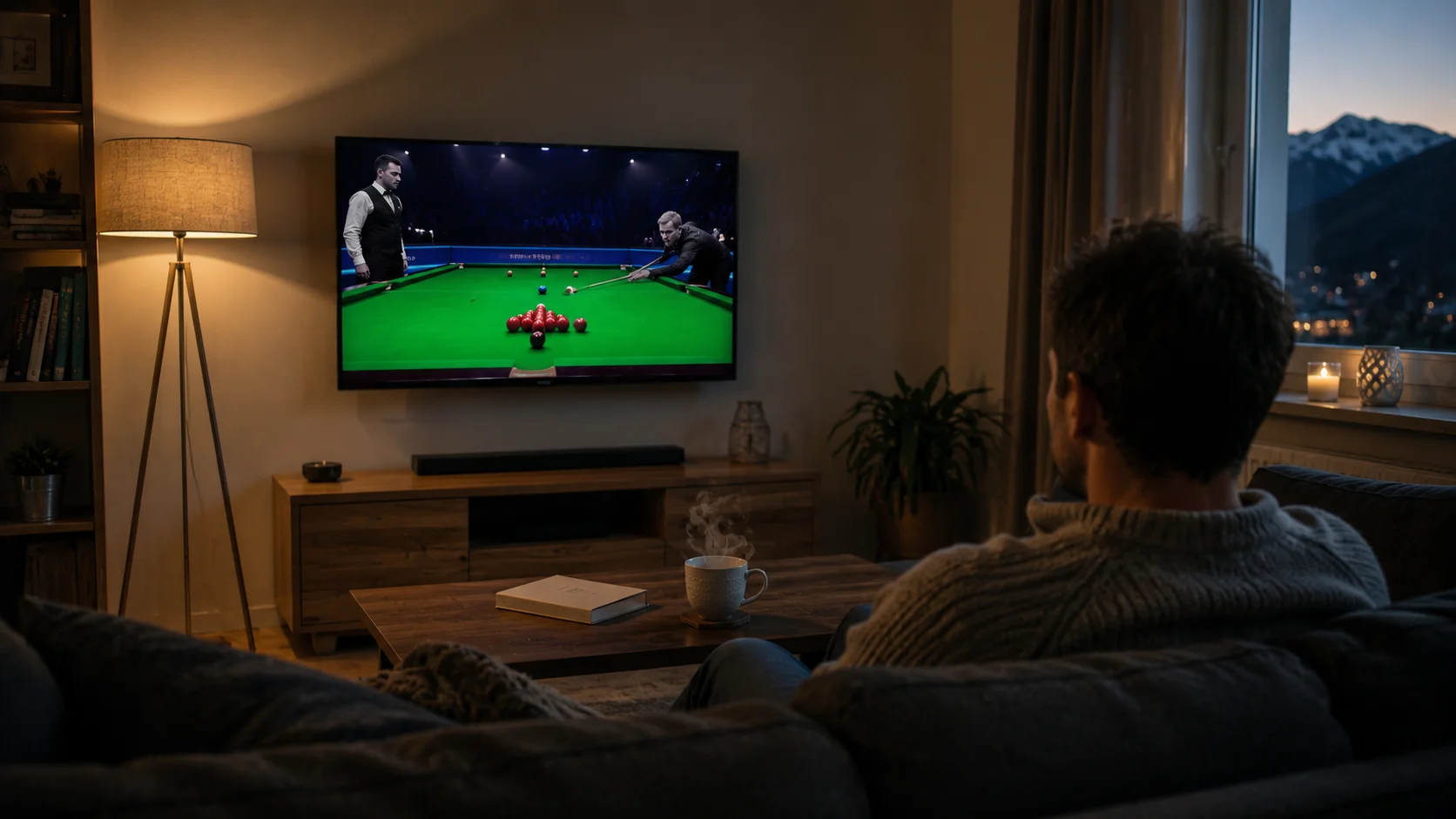 Live-Wetten und Streaming bei Snooker: Zuschauer verfolgt Match auf Laptop in einer Schweizer Wohnung